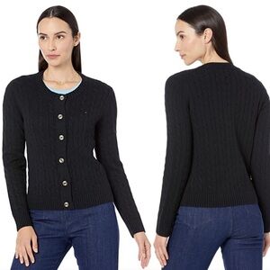 Tommy Hilfiger Adaptive Wool Cable Cardigan (Dark Sable) Women's Sweater - XL